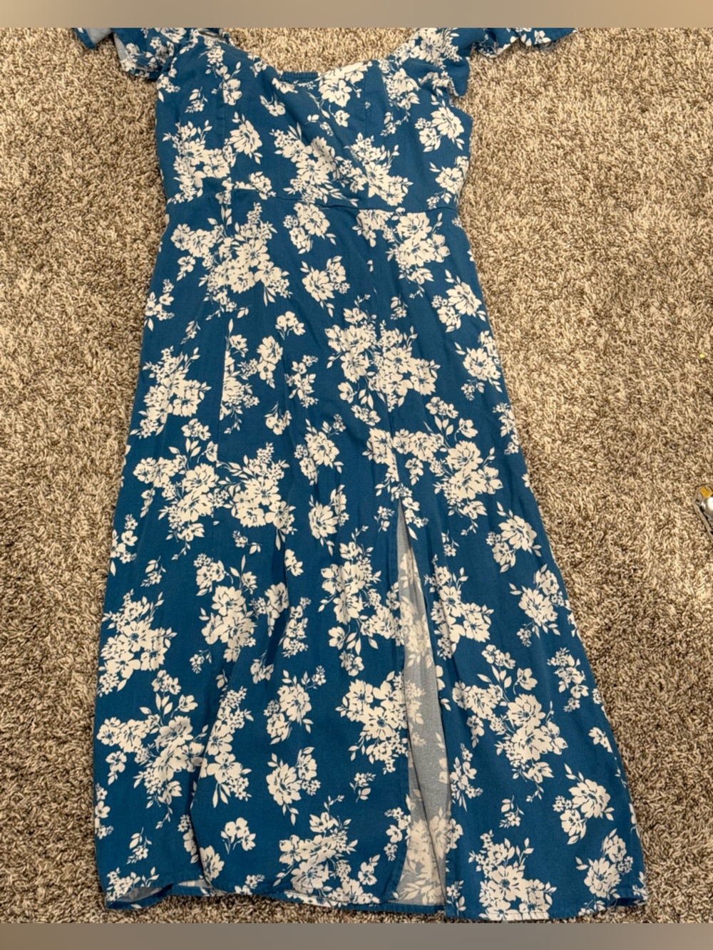 Old Navy Blue Dress with White Floral Print